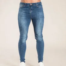Потертые джинсовые мужские брюки, обтягивающие джинсы в стиле хип-хоп, уличная одежда, повседневные Черные мужские джинсы синего цвета, узкие Стрейчевые байкерские узкие джинсовые брюки