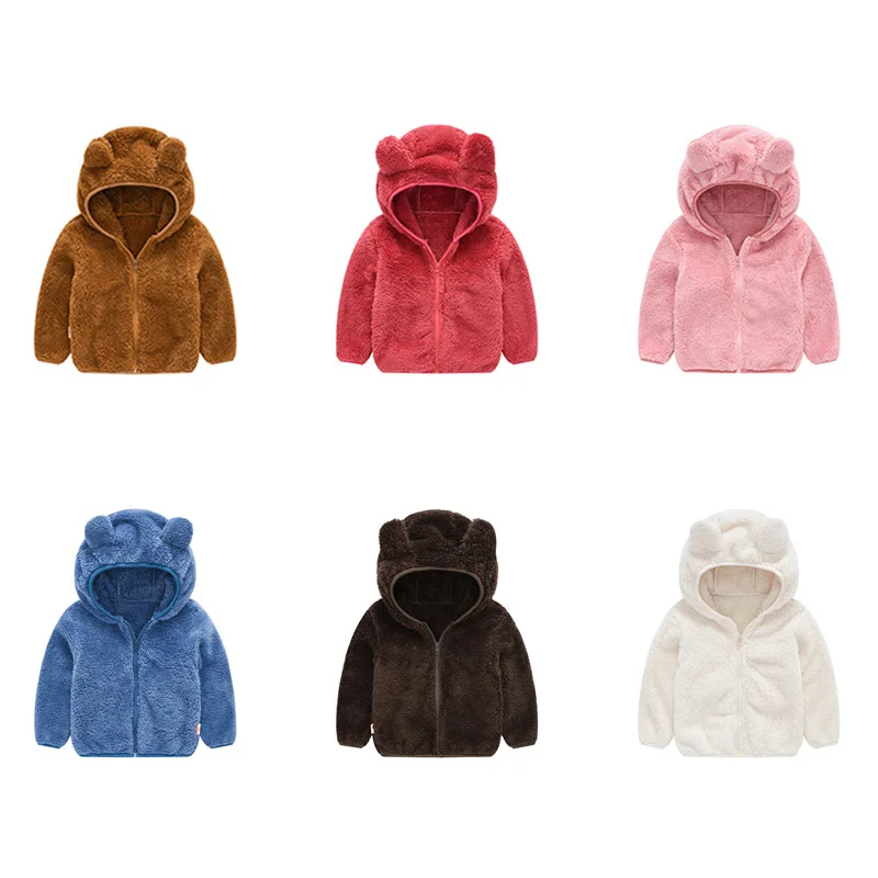 

Baby Jacket Autumn and Winter New European and American Simple Solid Color Children's Wool Sweater Boys and Girls Hoodie Jacket