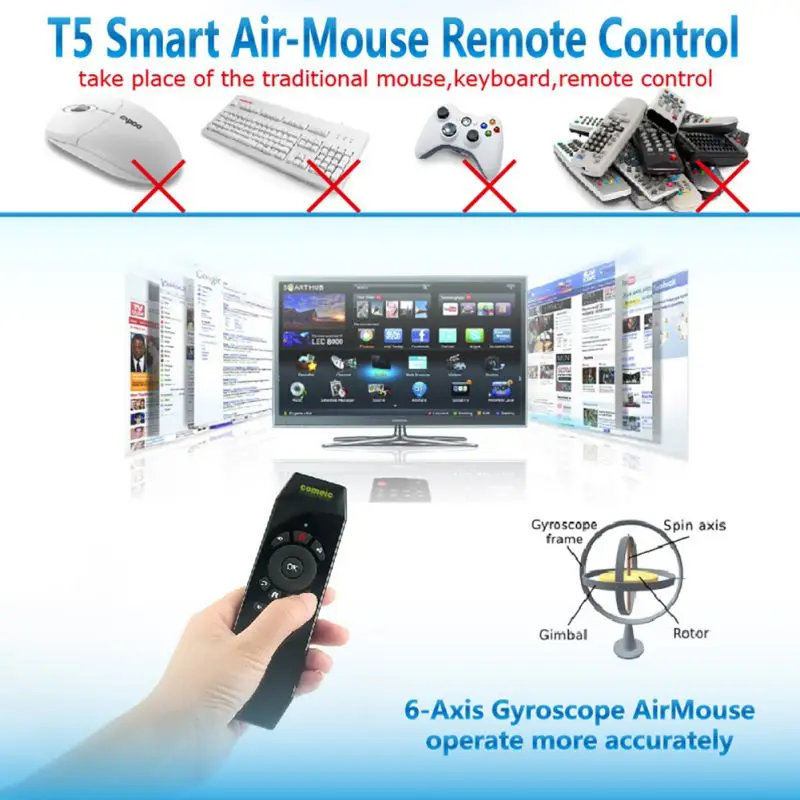 T5 Mic Voice Air mouse IR Learning пульт дистанционного управления мини беспроводная клавиатура для Android tv Box PC ноутбук
