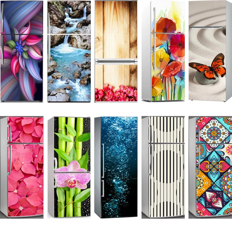 

3D Self Adhesive Dishwasher Refrigerator Wrap Freezer Sticker Kid's Art Fridge Door Cover Wallpaper