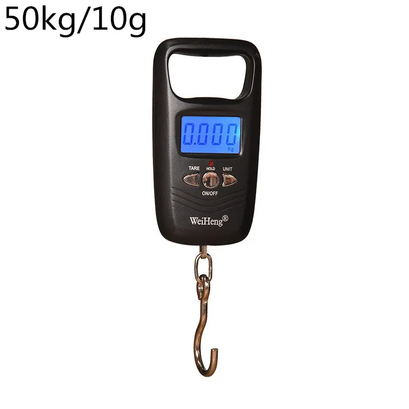 50 кг 10 г Электронные портативные цифровые весы, крючок для рыбалки, путешествий, Двойная точность, весы для багажа, весы, весы - Цвет: 50kg 10g black