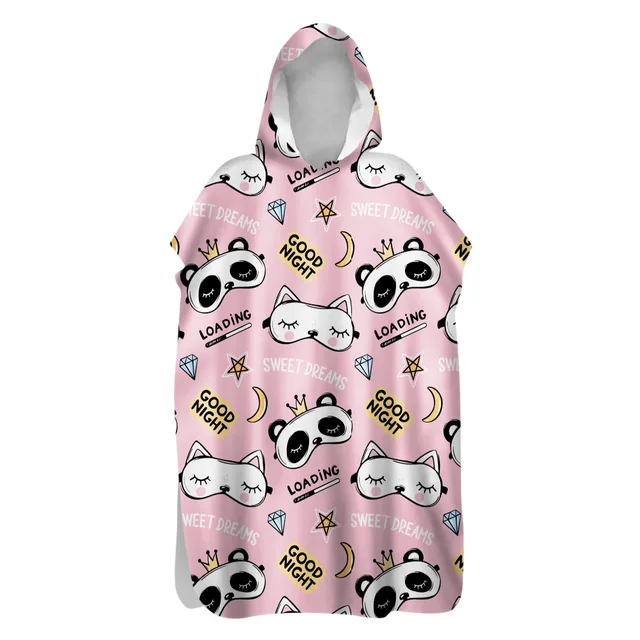 2021 Microfiber Sunscreen Quick-Drying Cartoon Cat Beach Towel Warm Change Bathrobe Swimsuit Ultralight Travel Cloak Surf Poncho 15