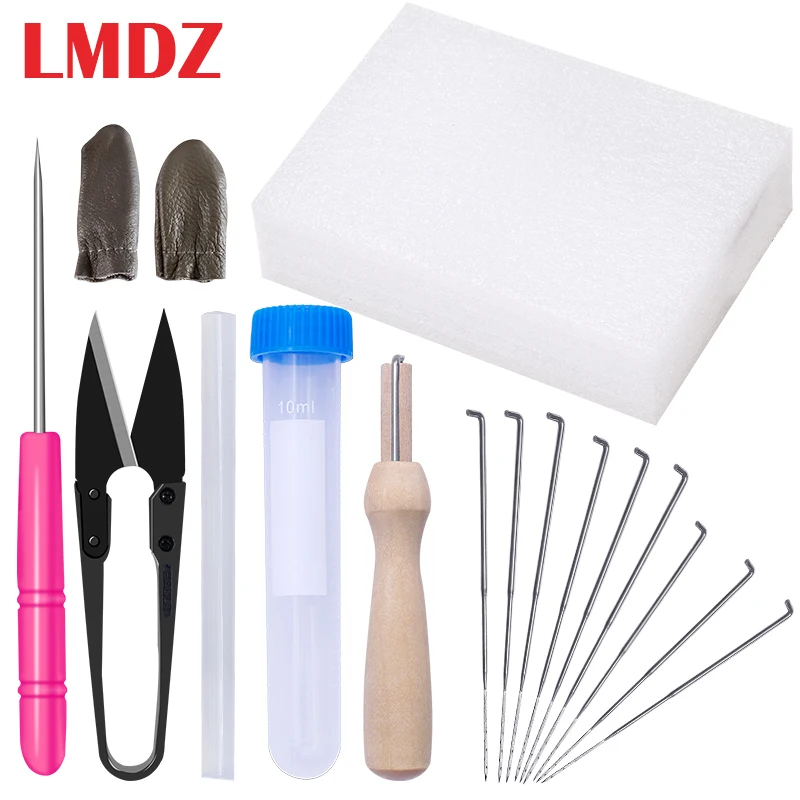 LMDZ 17Pcs/set DIY Felting Tools Felt Kit with Needle Craft Kit Scissor Awl Wool Felting Accessories Tools Felting Craft Handmad