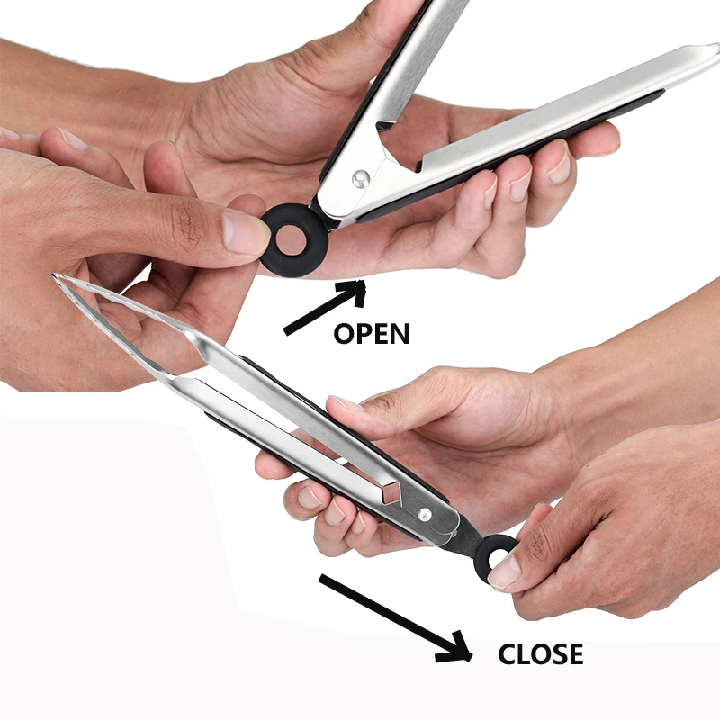 Food Tongs BBQ Grill Tongs Salad Steak Spaghetti Candy Charcoal Meat Stainless Steel Camping Barbecue Kitchen Frying Clips Clamp