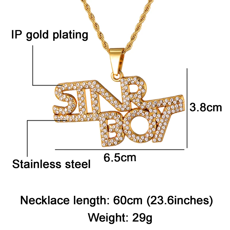 US7 золотой цвет буквы слова Bling Полный Rhinestoned Iced Out Веревка Цепи подвески и ожерелья для мужчин хип хоп ювелирные изделия