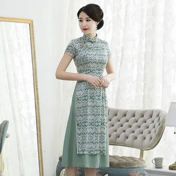 

Vestido De Debutante Direct Selling Silk 2020 New Oder Improved Slim Dress Cheongsam Medium Length Mother's Fashion Elegant