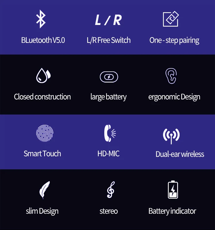LEORY D10 TWS bluetooth 5,0 наушники стерео Smart Touch бинауральные звонки беспроводные Hifi наушники с зарядным устройством