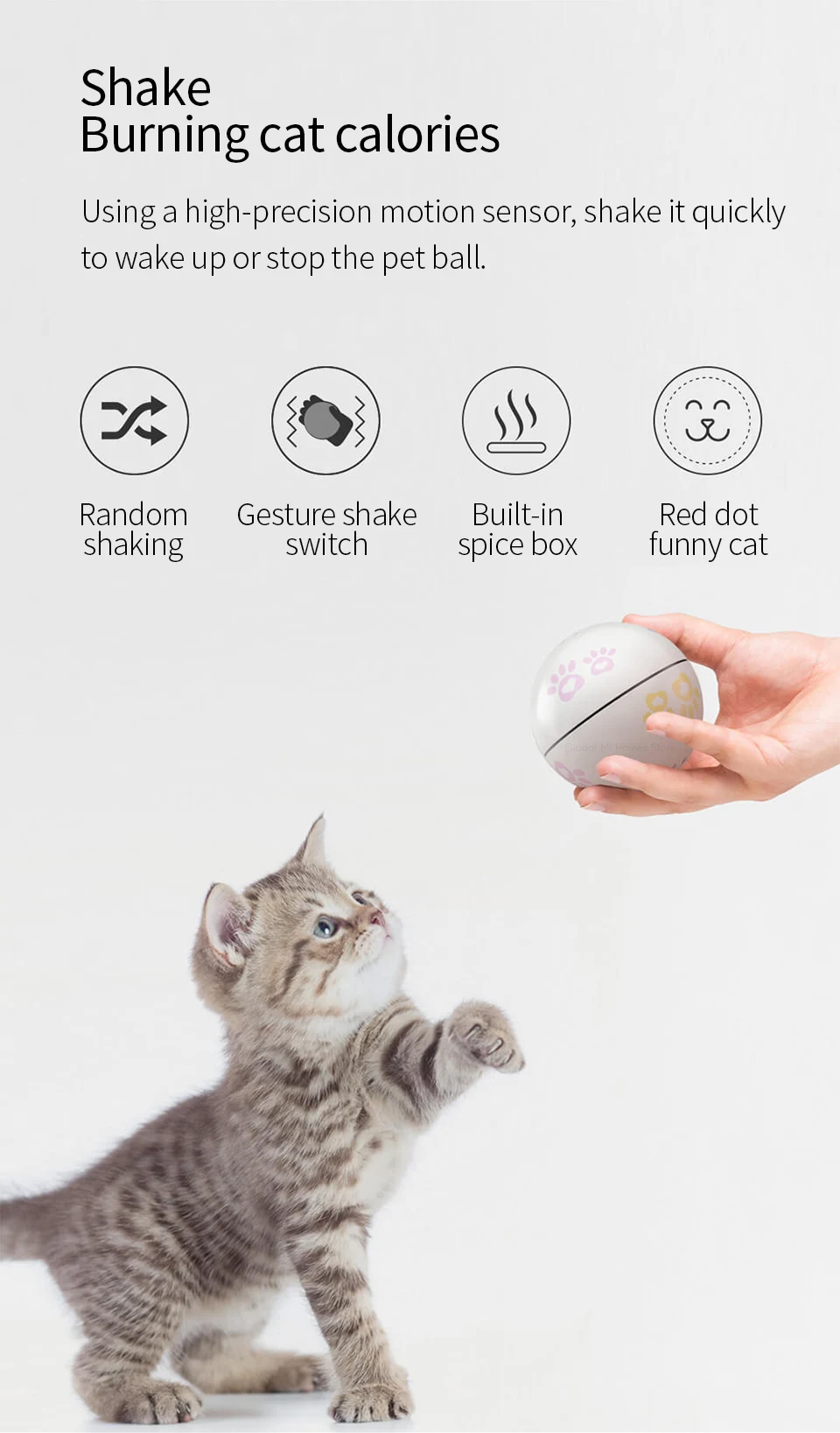 Xiaomi Youpin PAINI умный компаньон Кот мяч игрушечный кошка внимание Красный точка