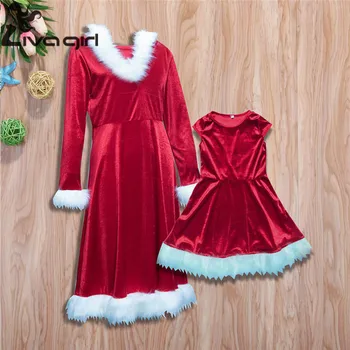 

2019 Dress Christmas Parents Kids Costumes Christmas Parent-child Costumes European And American Red Fun Dresses