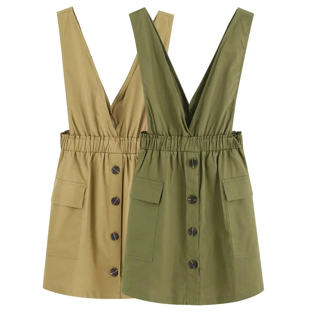 

women vintage sleeveless mini dress elastic waist pockets female casual summer A line dresses retro chic vestidos