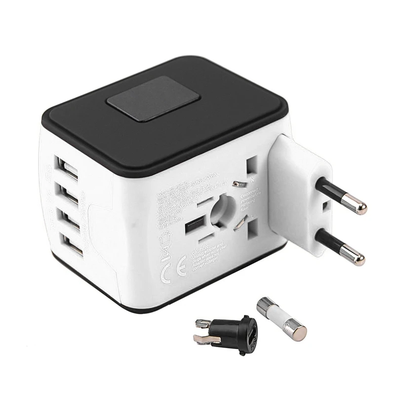 Международный адаптер для путешествий Универсальный адаптер питания по всему миру все в одном 4 Usb с электрической вилкой идеально подходит для европейских США, ЕС