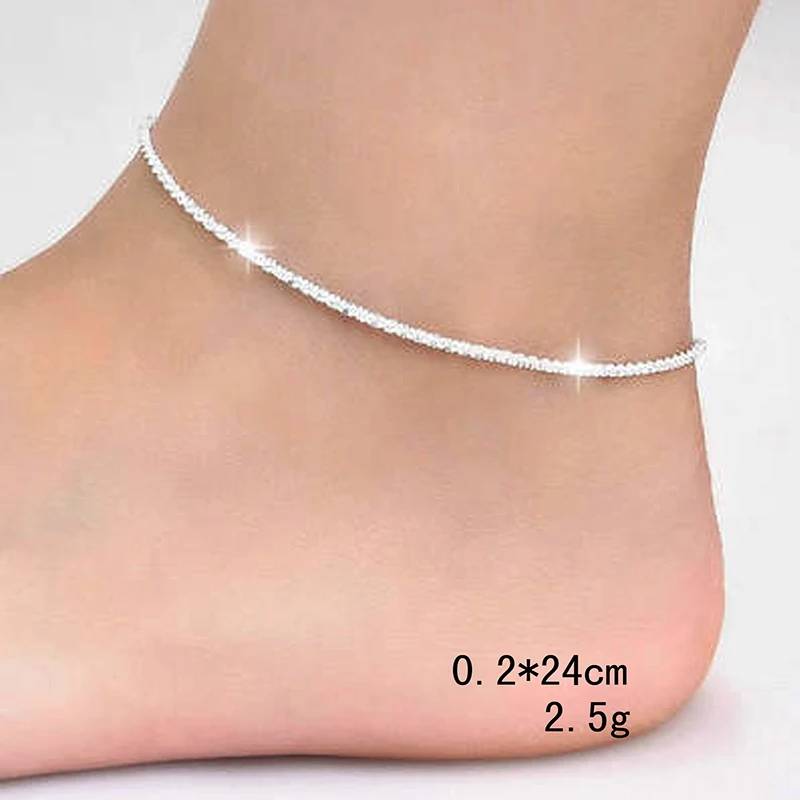 Посеребренная тонкая 925 штампованная блестящая цепочка на ногу для женщин, девушек, подруг, ювелирное изделие для ног, браслет босиком, tobillera