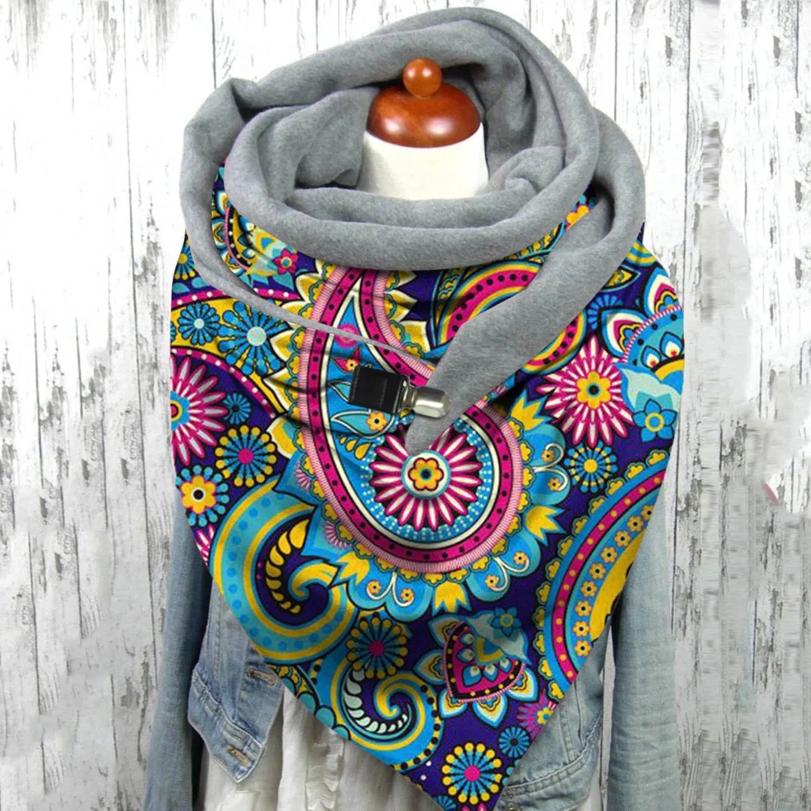 Christmas Printing Scarf 2021 New Fashion Winter Women Hijabs Female Lady Retro Multi-purpose Shawl Button Шарф Бандана |