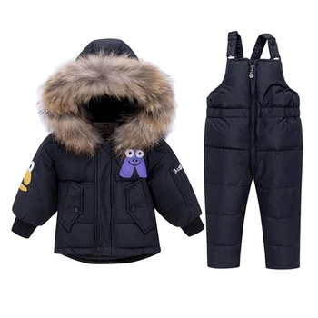 

Children down Jacket Coat 2 3 4 years Girl boy winter clothes sets real fur collar kids duck down jackets suit outerwear coats