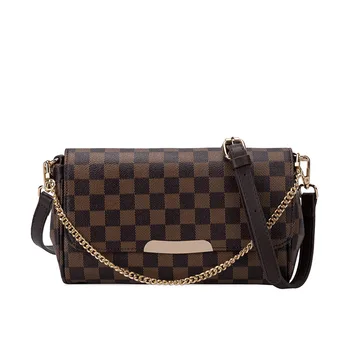 

Luxury high leather crossbody bag checkerboard lattice shoulder bag magnet buckle with leather shoulder strap and chain