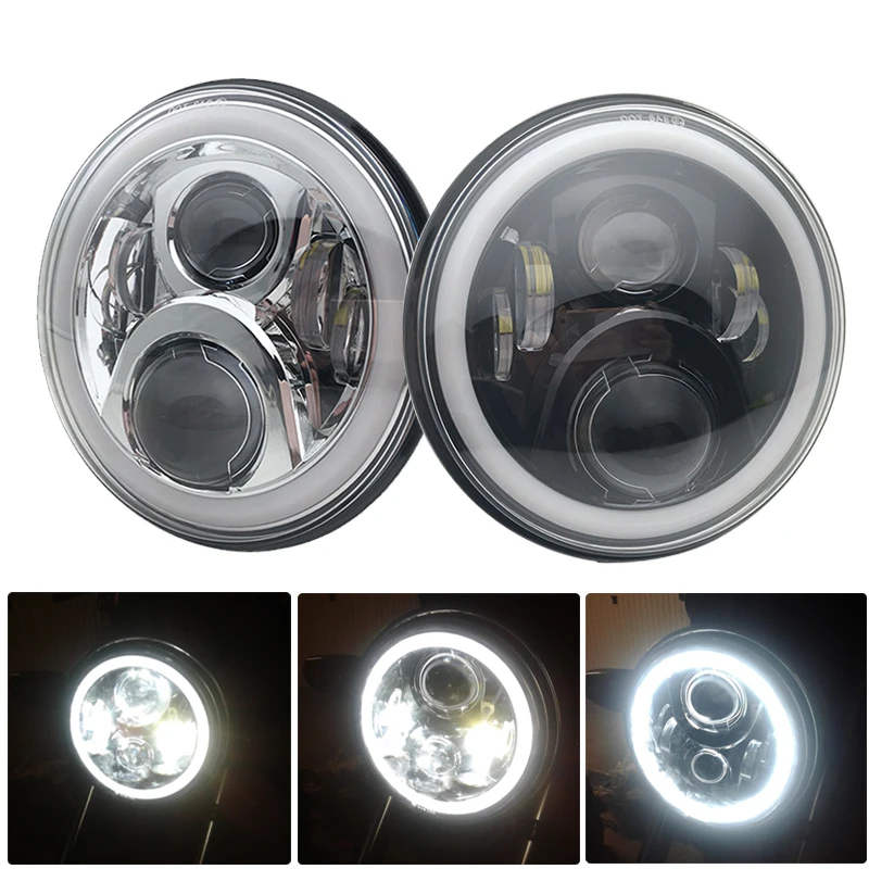 

7 Inch Round Motorcycle Headlight Led Halo Ring Hi-Low Beam For Honda CB400 CB750 CB1300 Hornet 250/600/900 VTEC400 VTR250 1pcs