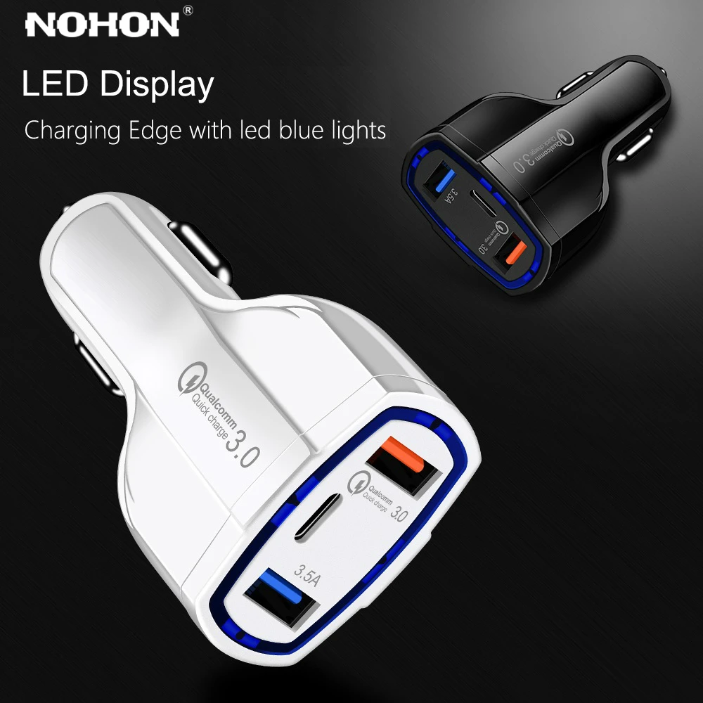 

NOHON Quick Charge 3.0 Car Charger for iPhone Samsung Xiaomi QC3.0 Fast Charging Car-charger Dual USB Car Mobile Phone Charger