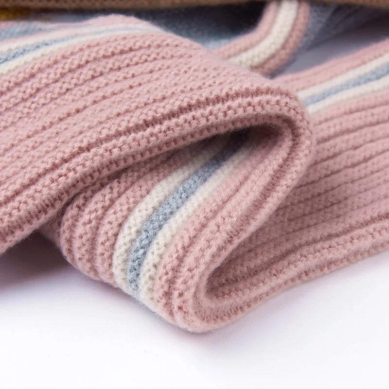 Children Knitted Winter Cashmere Soft Scarf Baby Boys Girls Lovely Fur Pom-pom Neckerchief Neck Warmers