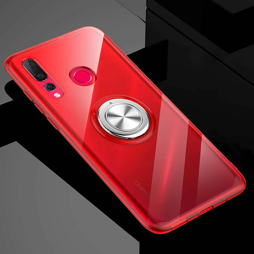 Red Прозрачный силиконовый чехол для huawei P30 P20 Lite Pro mate 20 Pro Lite Nova4 3E 4E Honor V20 противоударный защитный чехол-подставка - Цвет: Red