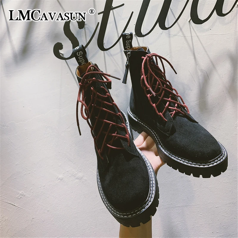 LMCAVASUN Mulheres Botas Moda Motocicleta Botas para Mulheres Tornozelo Botas de Inverno para As Mulheres Botas Pretas