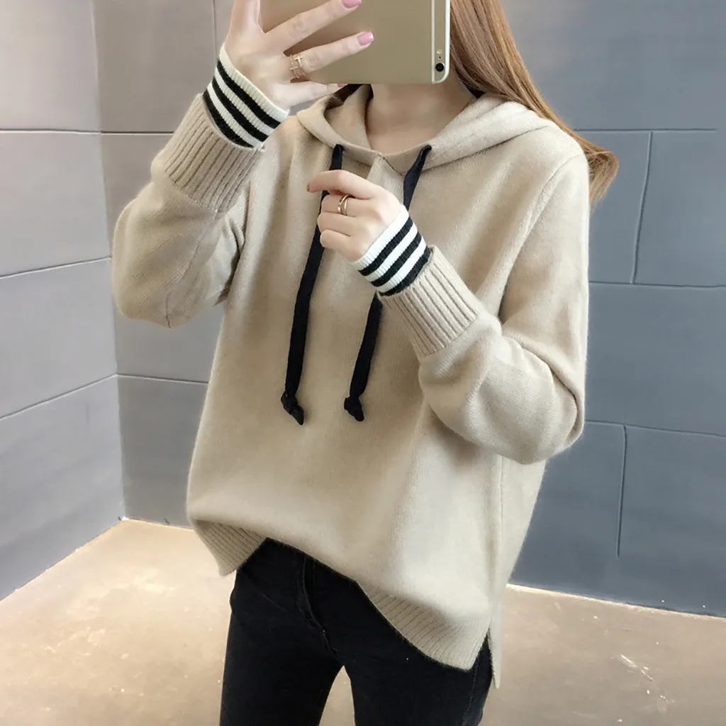 Ropa mujer bluza damsk толстовки женские повседневные однотонные с длинным рукавом негабаритных толстовка с завязками Трикотажные s moletom feminino