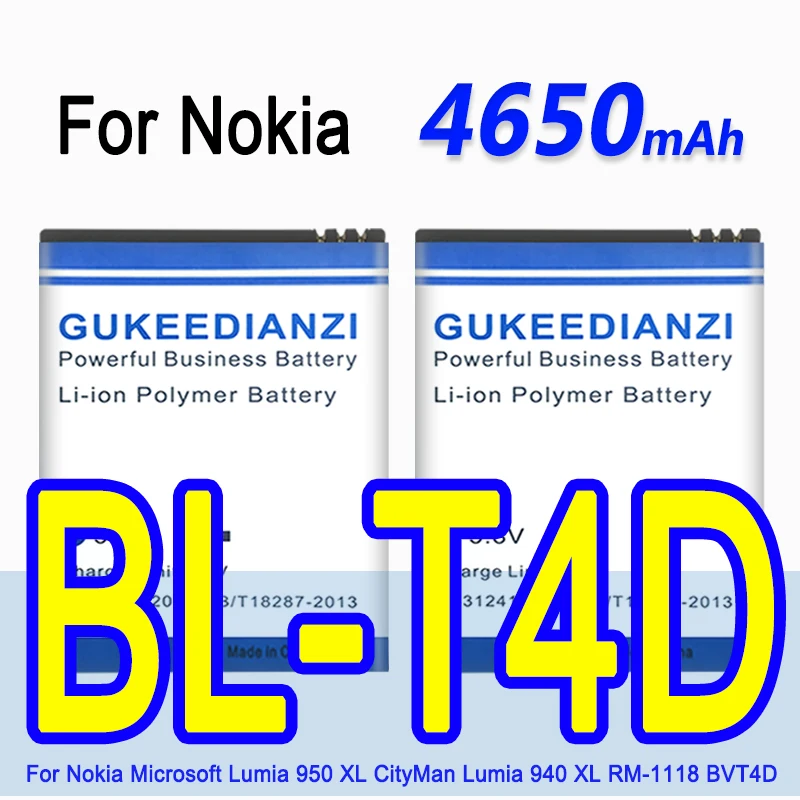 GUKEEDIANZI 4650 мАч батарея BV-T4D для Nokia Microsoft Lumia 950 XL CityMan 940 RM-1118 BVT4D литий-ионный