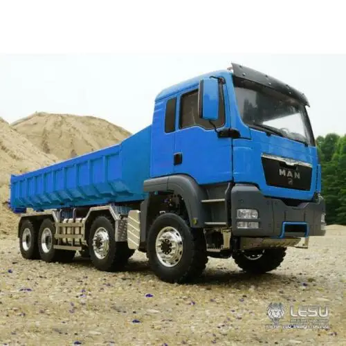 1/14 LESU RC MAN TGS 8*8 самосвал гидравлический подъемный рулон вкл/выкл Tipper Paint Blue