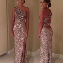 Блестящее выпускное платье футляр/колонна одно плечо без рукавов с блестками в Пол Вечерние платья