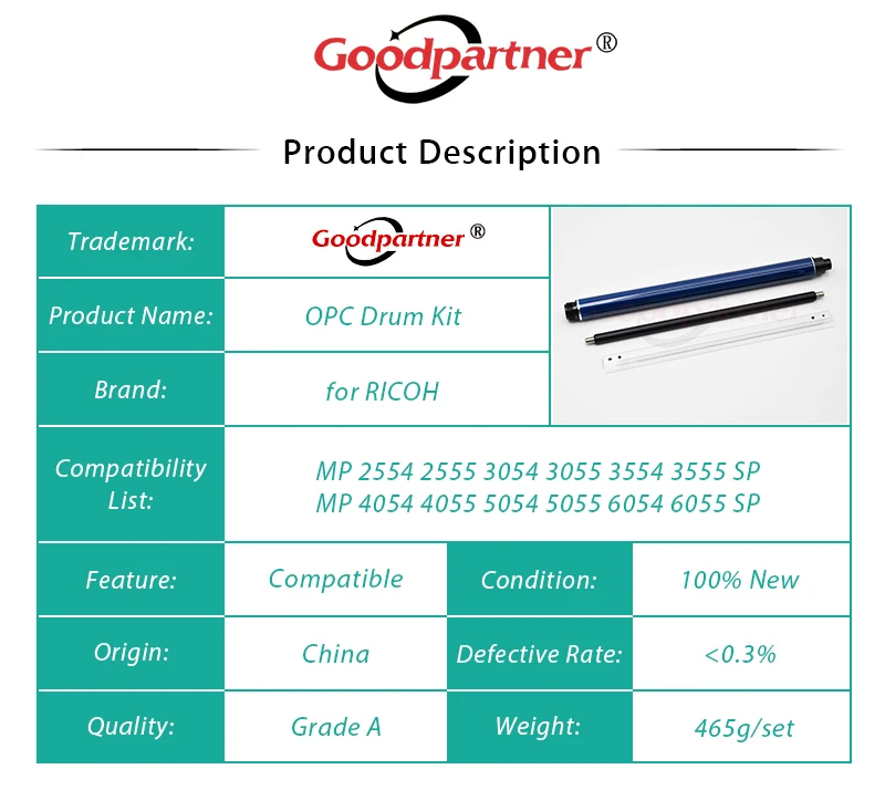 Opc Tambor de Lâmina de Limpeza do Rolo de Carga para Ricoh mp 2554 2555 3054 3055 3554 3555 4054 4055 5054 5055 6054 6055 sp 1x D8692221 - Imagem 4