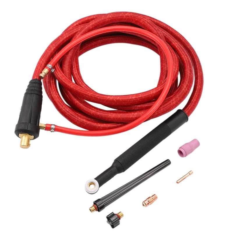 Hot XD-WP9F 4M Red Super Soft Hose Braided Air-Cooled Complete TIG Welding Torch 35-70 Connector
