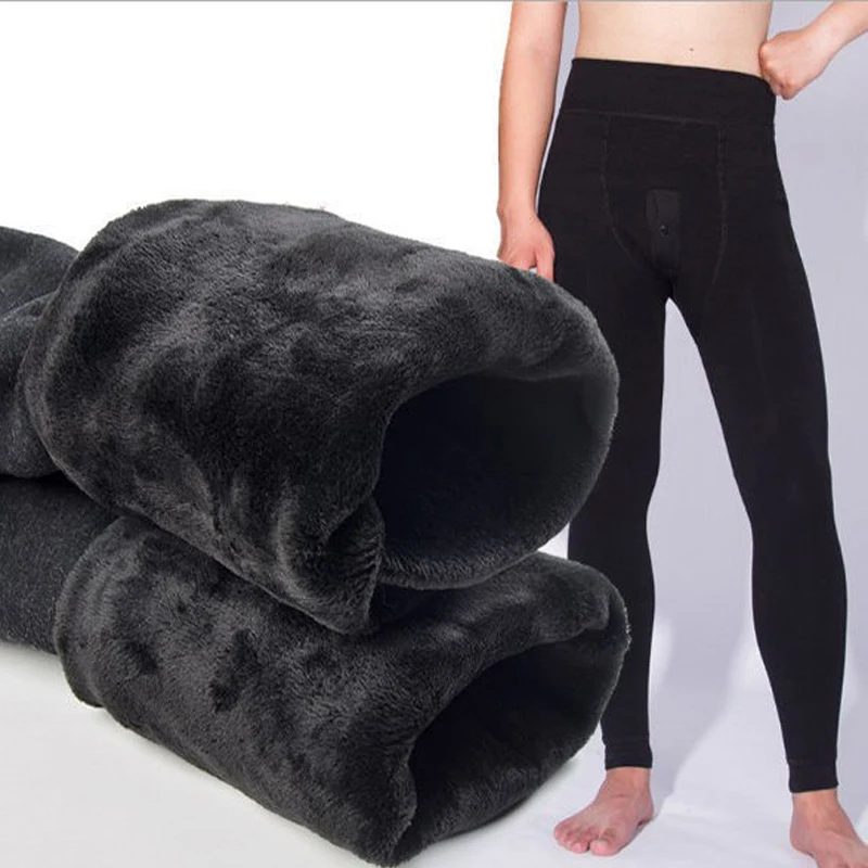 7XL Thermal Underwear For Men Winter Buttoms Thick Fleece Leggings Male Big Large Waist