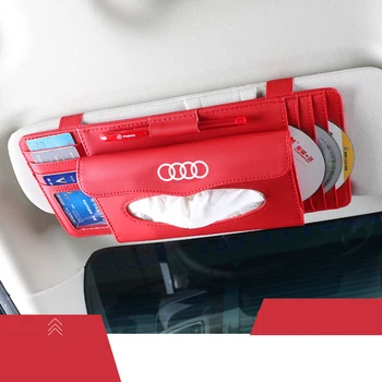

1PC For Audi b5 b6 b7 b8 A3 A4 A4L A5 A6 C5 Multi-function card holder Car Tissue Box PU Car Sun Visor Hanging Type Tissue Cover