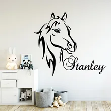 

Artistic horse Wall Sticker Custom name Wallpaper For Kids Rooms Wall Decals Baby Stickers Poster paarden muursticker