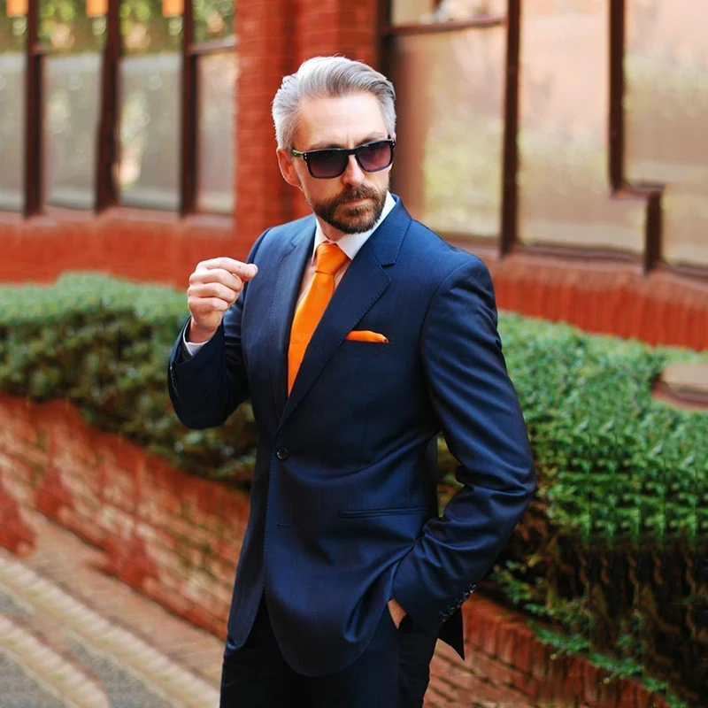 

2020 Blue Wedding Suit Groom Tuxedos Notch Lapel Groomsmen Men's Dinner Party Two Pieces (Blazer+Pant) Men's suits