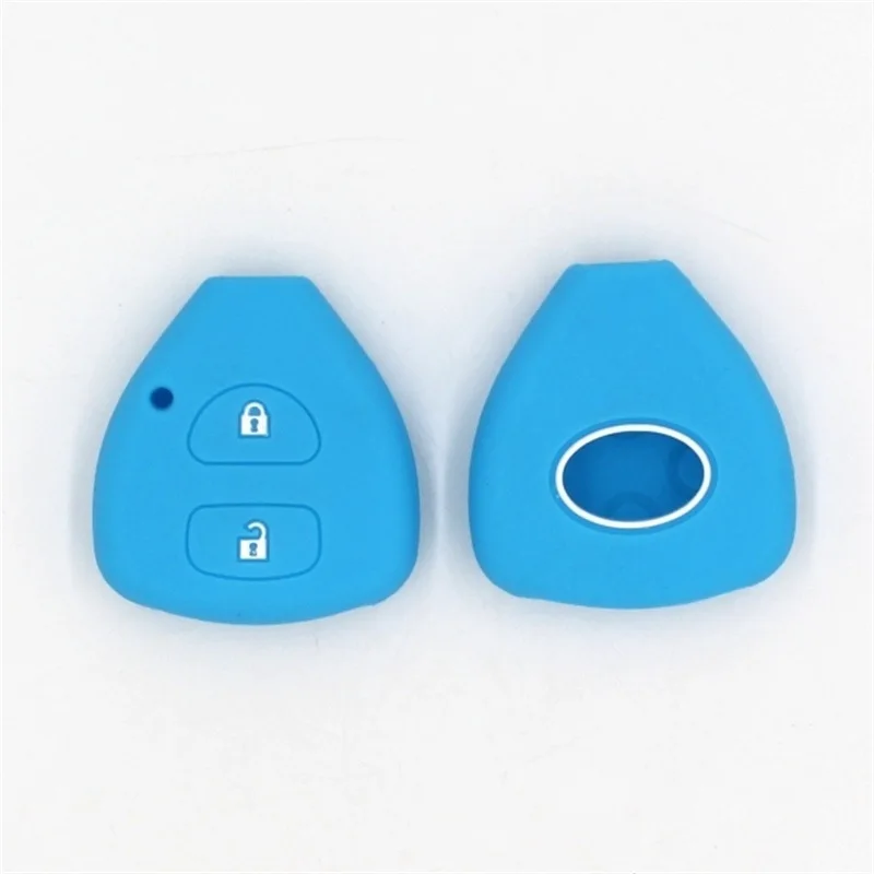 A-017 Light blue 2 кнопки, мягкий силиконовый пульт дистанционного управления, умный Автомобильный ключ, чехол, брелок, подходит для Toyota Auris Corolla Verso Yaris TOY47, неразрезанное лезвие - Название цвета: A-017 Light blue