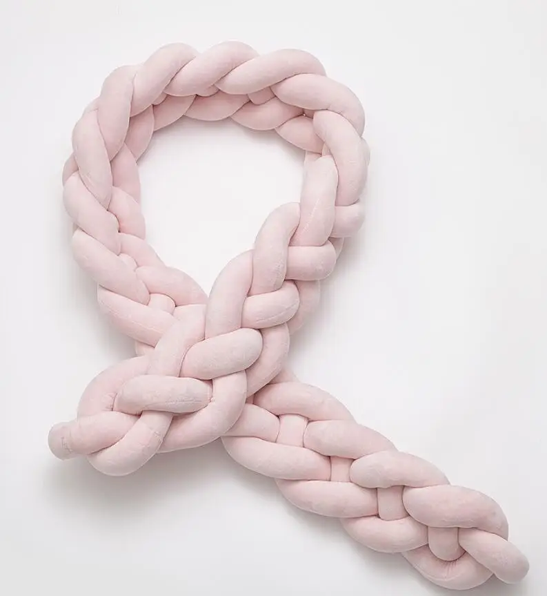 2.2m pink 2,2 м длина Детская кровать бампер ручной работы четыре пряди косички плетение плюшевая завязанная подушка узел кроватка декор для детской комнаты реквизит для фотосессии - Цвет: 2.2m pink