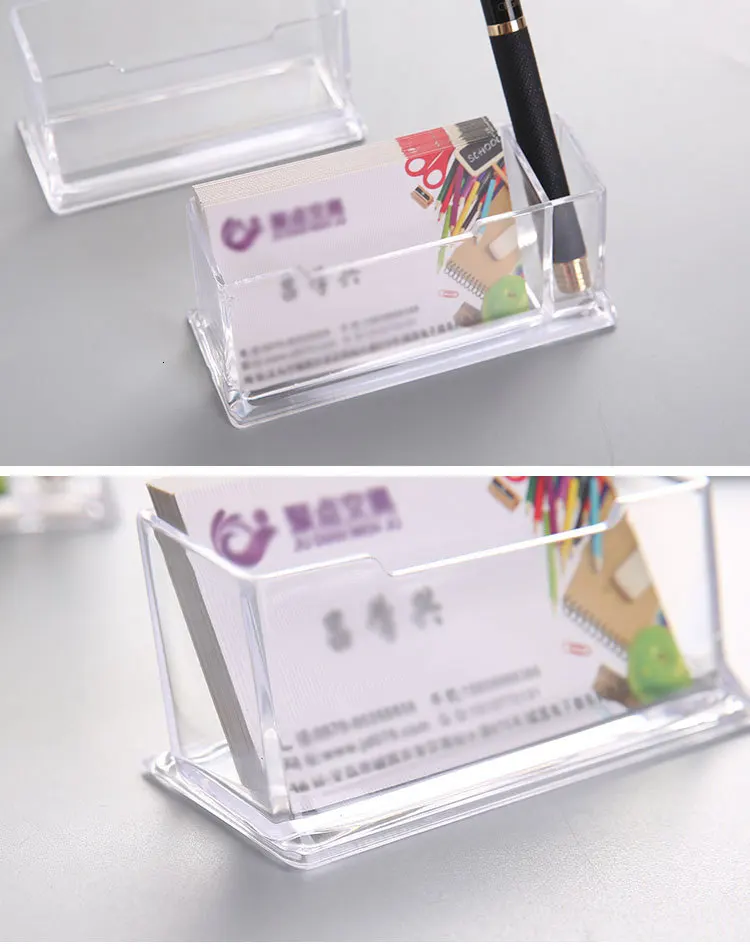Oude Desktop Business Card Holder Box Acrylic Transparent Office Stationery Business Affairs Gift 2 Styles For Choice