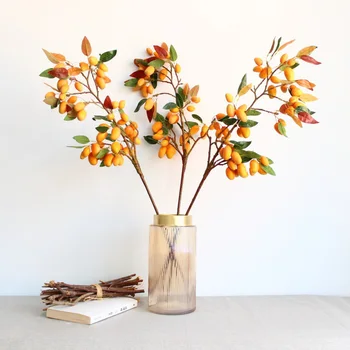 

Artificial Flower Artificial Flower Modern Minimalist Home Decoration Flower Simulation Mango Branch Yellow Berry Faux Plants