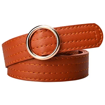 

Nonporous Belt Metal Round Button Soft Belt Decoration Jeans PU Band Women Multicolor Waistband