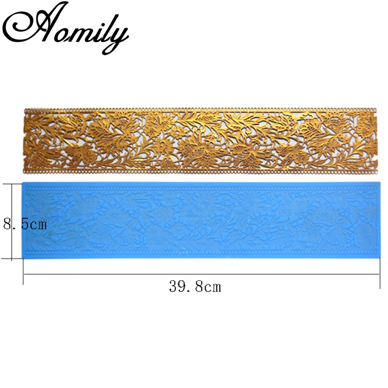 Aomily Noble Flower Lace Silicone Mold Wedding Cake Border Decoration Tool Fondant Cake 3D Mold Food Grade Mat Mould Baking