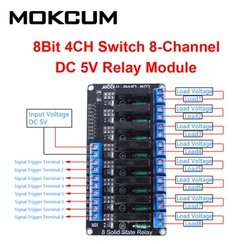 

DC 5V 8Bit 8-Channel Solid State Relay Module Relay 5V Rele 8CH Switch Low Level Trigger Module Rele 5v Relais