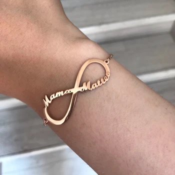 

Personalized Infinite Custom Name Bracelet Stainless Steel Graduation Gifts Pulseras Rose Gold Boho Nameplate Bracelet Femme