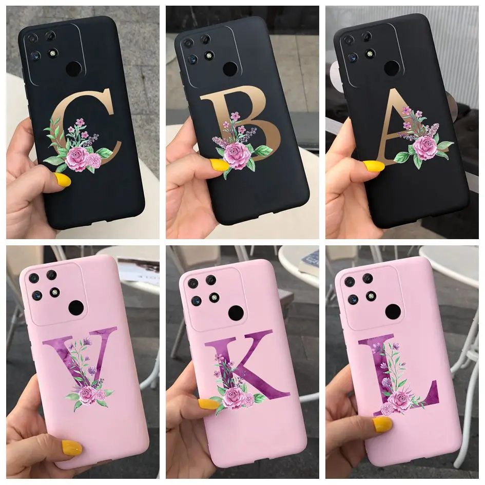 For Realme Narzo 50A Case 50i 4G Cover Fashion Alphabet Letters Soft Phone Cases Narzo50i 30A Fundas | Мобильные телефоны и