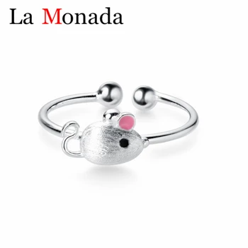 

Real 925 Sterling Silver Small Animal 3D Rat Mouse Rings for Little Girls Kids Opening Adjustable Minimalistic Jewelry