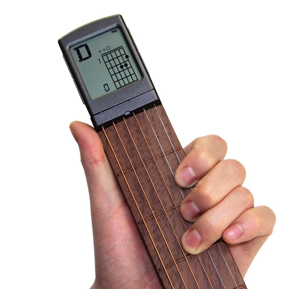Portable 6-Tone Pocket Guitar Chord Trainer Practice Tool Can Rotate Diagram Screen Finger For Beginners | Спорт и развлечения