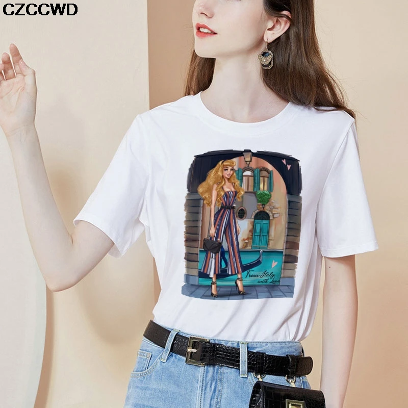 

CZCCWD Poleras Mujer De Moda 2019 White T Shirt Harajuku Fashion From Gtaeg With Love Tshirt Leisure Streetwear Female T-shirt