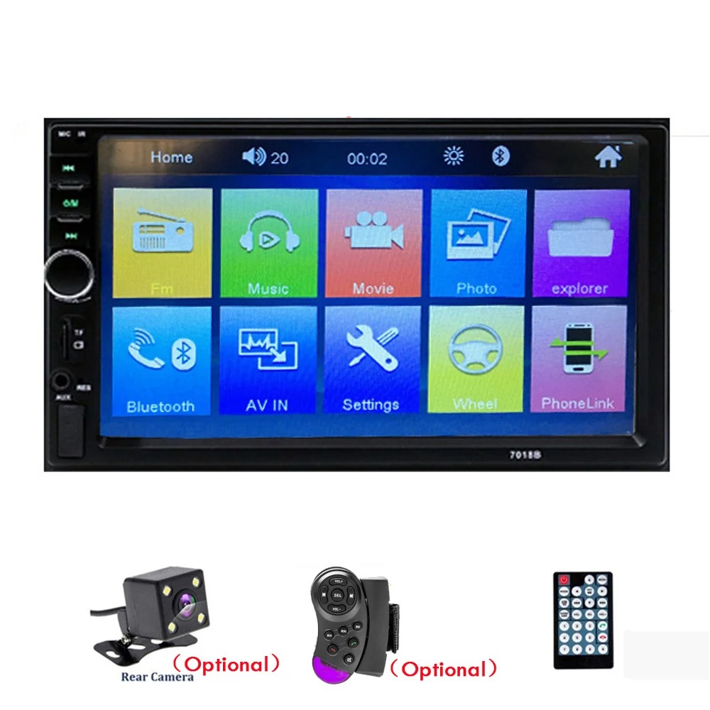 7018B автомобильный mp3-плеер 1 Din аудио стерео USB AUX TF карта FM Bluetooth радио станция с камерой заднего вида пульт дистанционного управления плеер