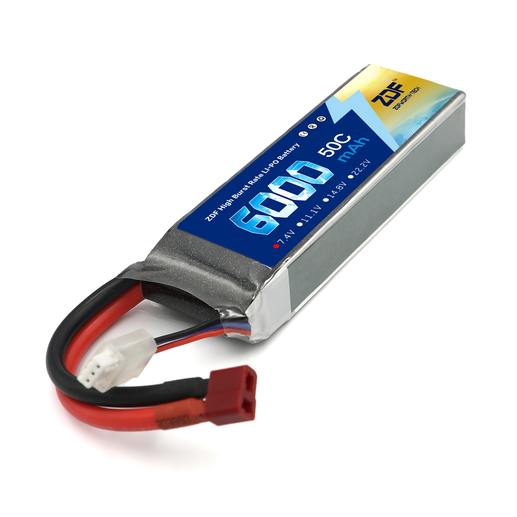 ZDF power RC 2S LiPo батарея 7,4 V 6000MAH 50C для RC Дрон Квадрокоптер вертолет Автомобиль Лодка Самолет