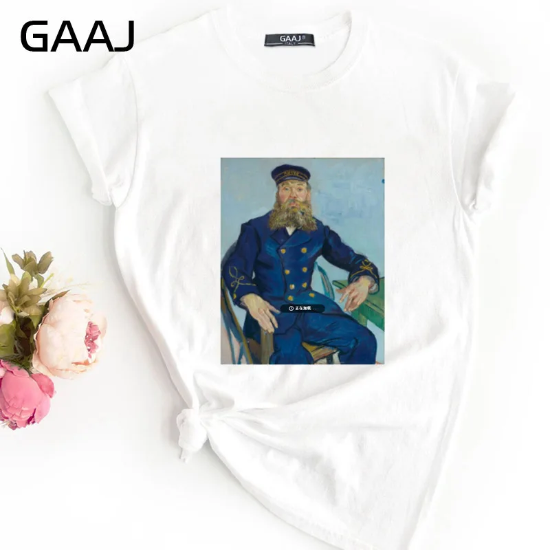 GAAJ "Vincent Van Gogh The Starry Night" Футболка женская футболка с круглым вырезом модная свободная футболка с принтом QGEZN - Цвет: 11