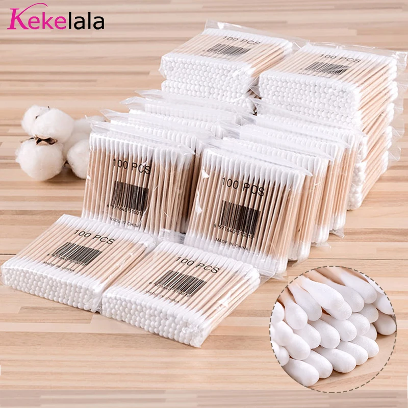 Cotton Swabs 500pcs Makeup Double Buds Micro Wood Brushes